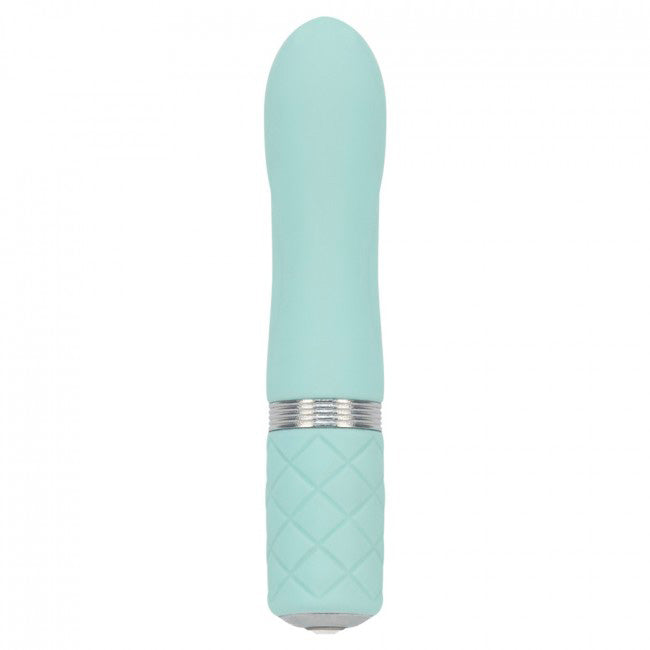 Teal bullet vibrator from bms enterprises, a mini pleasure toy with a smooth finish.