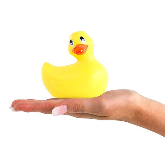 Classic yellow duck vibrator by Big Teaze, a waterproof and fun adult novelty.