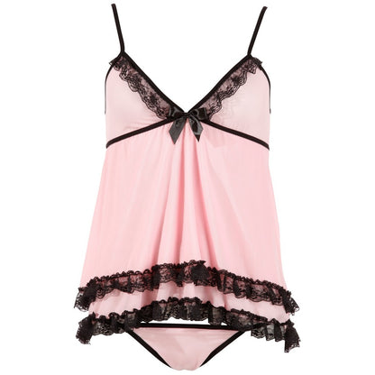 Cottelli Babydoll and Thong lingerie set featuring a delicate, sheer fabric and matching thong.