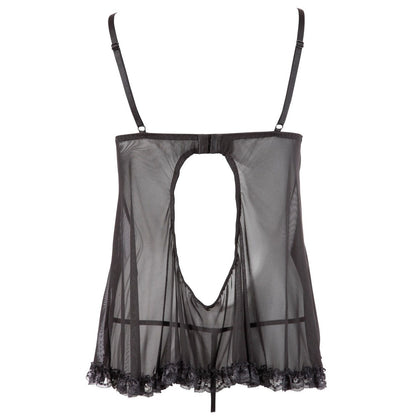 Cottelli open babydoll and string back set, suggestive lingerie in a dark fabric.