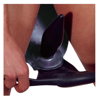 the late x latex briefs in black with a built-in anal plug, for men