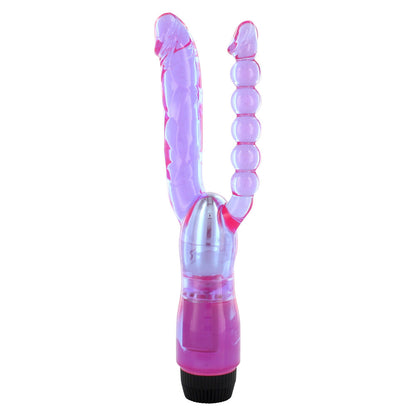 Seven Creations double penetrator vibrator, purple silicone, dual stimulation for intimate pleasure.