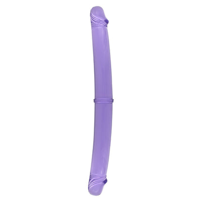 seven creations twinzer double dong, a two-toned purple and black silicone double dildo.