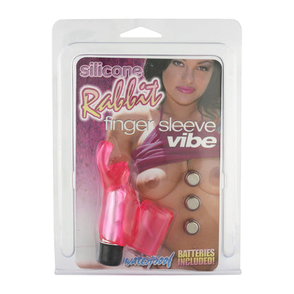 Seven Creations silicone rabbit finger sleeve vibe, a pink love ring vibrator for couples.