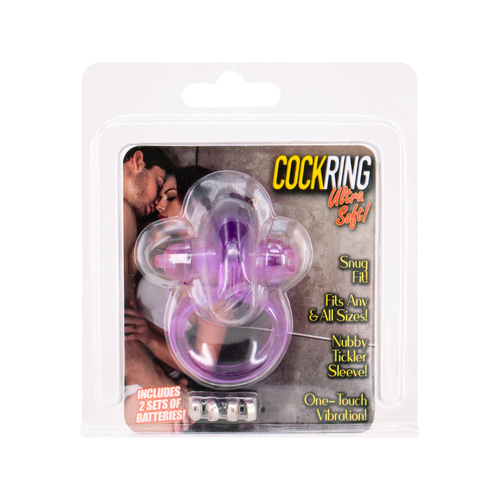 Seven Creations rabbit-shaped, ultra-soft vibrating cockring, a pinkish-purple love ring vibrator.