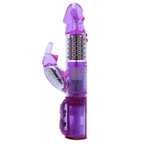 Linx Kinx Minx Eclipse Ultra 7 bunny vibrator, purple silicone with textured details.