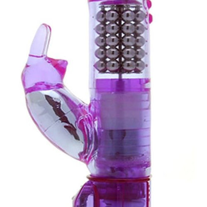 Purple rabbit-shaped vibrator from Linx Kinx Minx, a bunny vibe with textured shaft and ears.