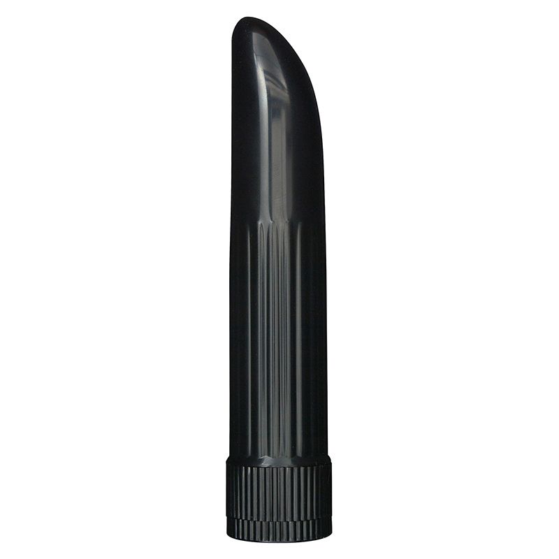 Close-up of a sleek, black lady finger mini vibrator, perfect for discreet pleasure.
