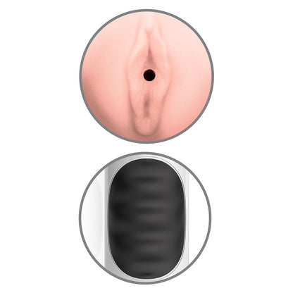 Pipedream mega grip squeezable pussy stroker masturbator, flesh coloured, ribbed texture for added sensation.