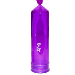 Toy Joy pressure pleasure penis pump, clear plastic cylinder with grey handle, for enhancement.