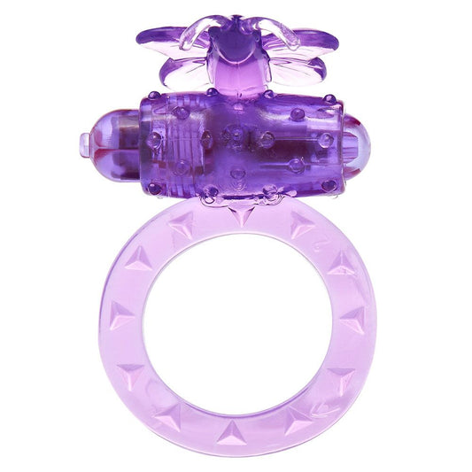 Teal vibrating cock ring, shaped like a butterfly, for enhanced pleasure and fun.