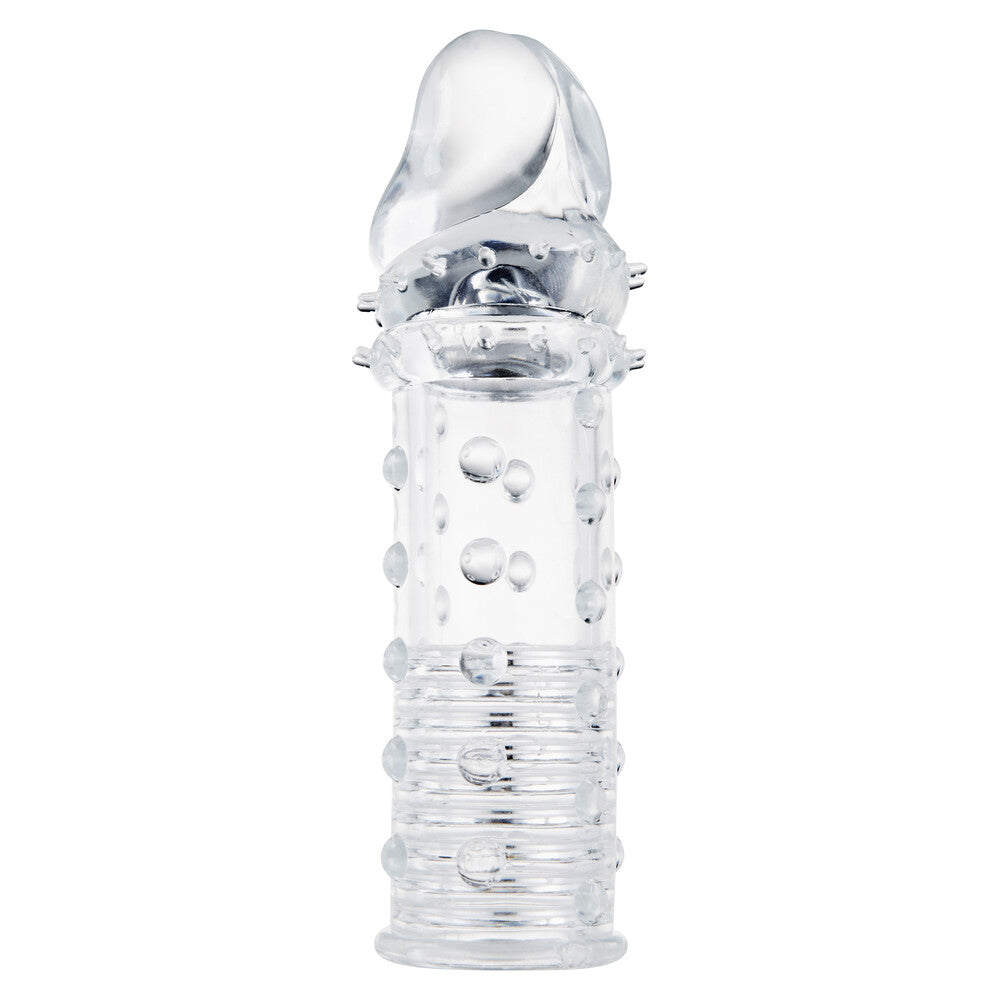 Clear penis sleeve with raised studs, for enhanced pleasure, from Toy Joy.