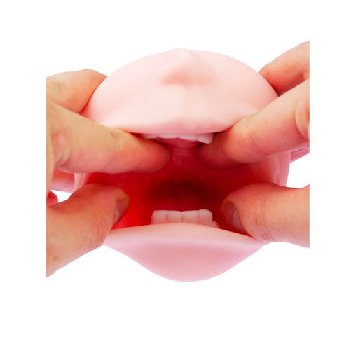 Utensil Race mouth of truth masturbator, fleshy pink with detailed lip texture.