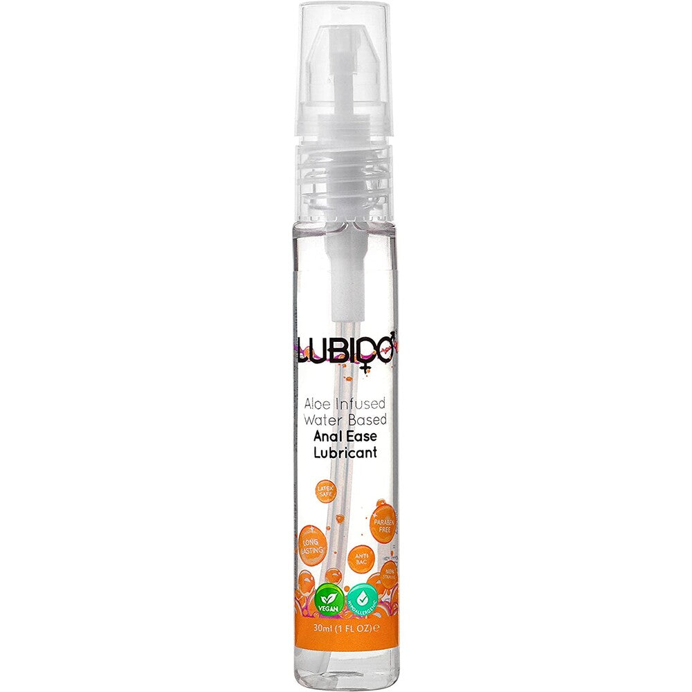 Lubido anal lubricant, 30ml paraben-free water-based formula in a clear bottle for intimate use.