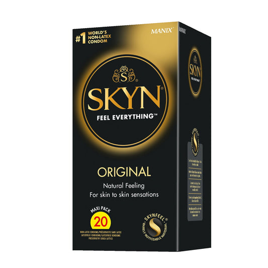 skyn latex-free condoms original in a box of twenty, for natural and regular use