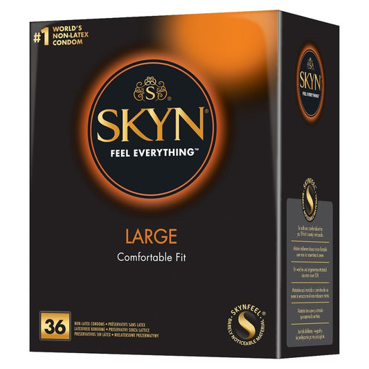 skyn latex-free large condoms, thirty-six pack, for safe and comfortable intimate moments