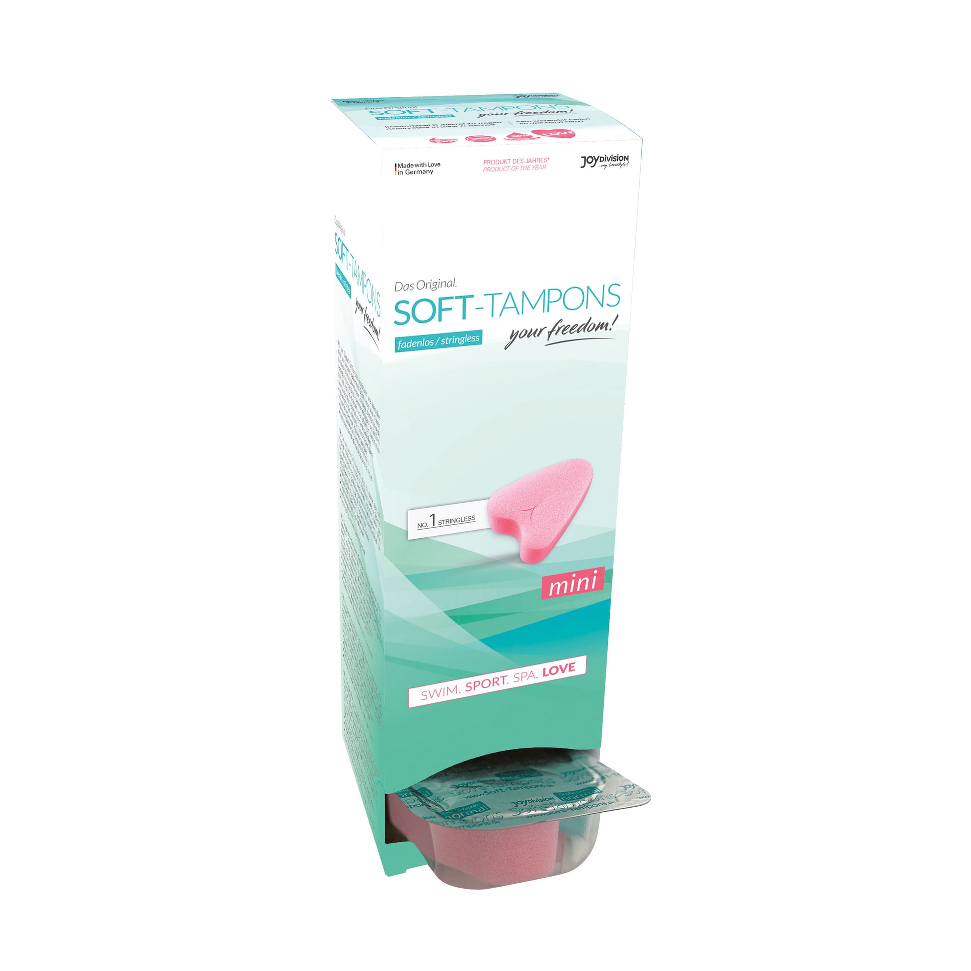 Ten Joy Division mini soft tampons for comfortable and discreet personal hygiene.