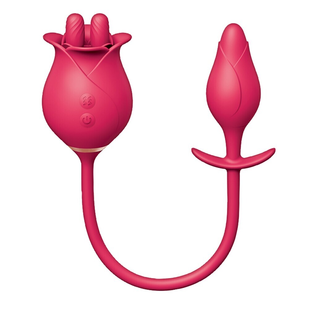 Tulip-shaped clitoral vibrator and pleasure plug set, in a smooth, matte finish.