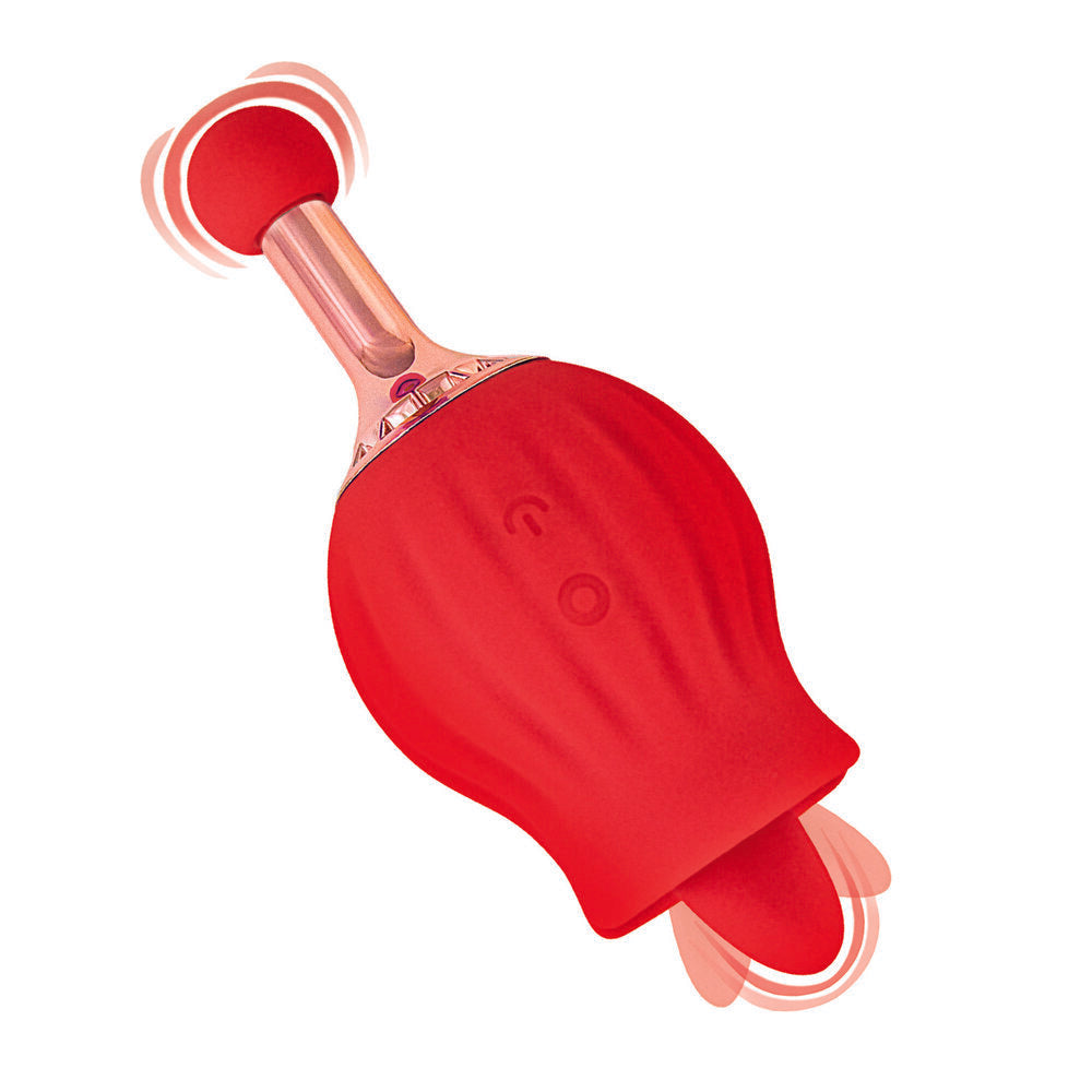 Rose gold rose bud vibrator from Nasswalk Toys, a clitoral massager and stimulator.