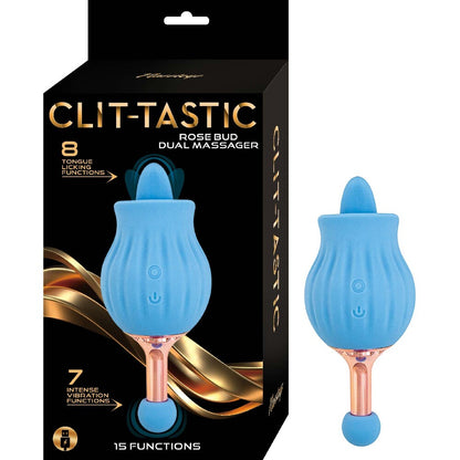 rose pink clitoral massager with two rounded ends for delightful, dual stimulation pleasure