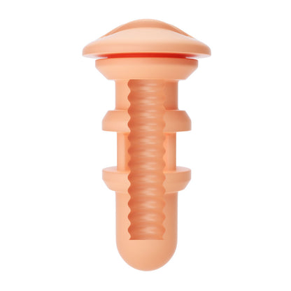 Autoblow A.I mouth sleeve, reusable, vibrating masturbator attachment, flesh coloured, textured interior.