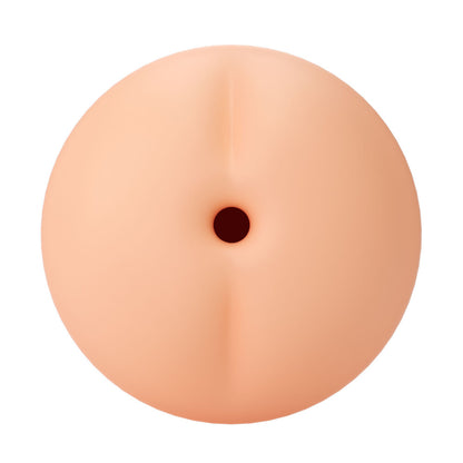 autoblow a.i reusable anus sleeve, flesh-toned silicone with ribbed texture, for adult use.