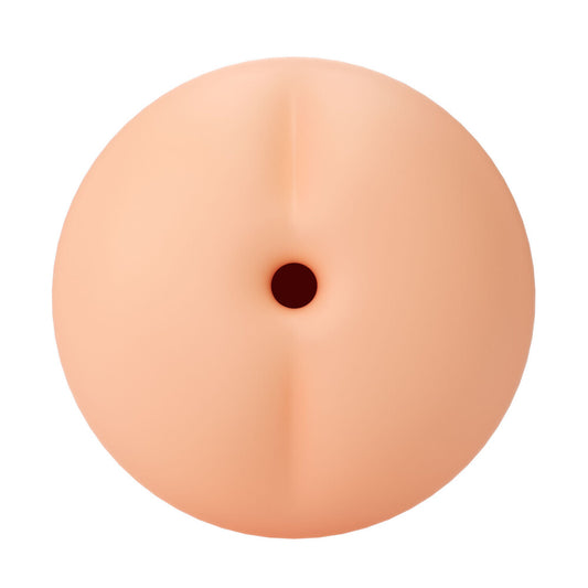 autoblow a.i reusable anus sleeve, flesh-toned silicone with ribbed texture, for adult use.