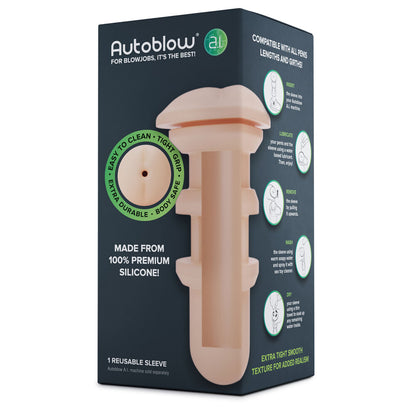Reusable dark grey anus sleeve attachment for an autoblow a.i masturbator, textured for enhanced stimulation.