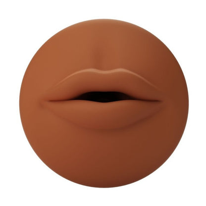 Autoblow a.i. mouth sleeve attachment, flesh-toned silicone with ribbed texture for a hands-free experience.