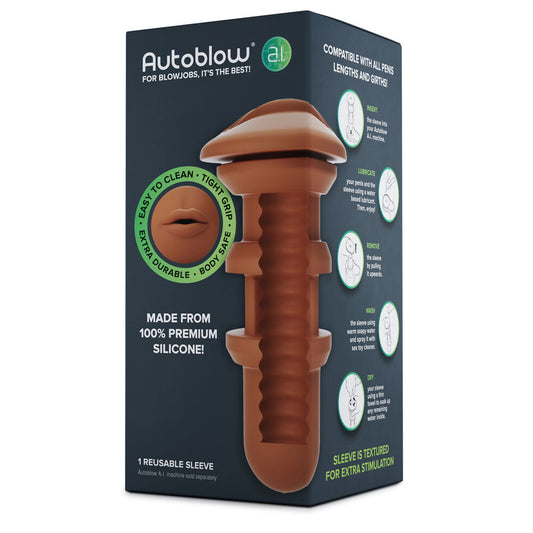 Autoblow a.i. reusable mouth sleeve, flesh-toned silicone for a vibrating masturbator.