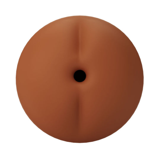 The autoblow a.i reusable anus sleeve, a textured vibrating masturbator accessory in flesh-toned silicone.