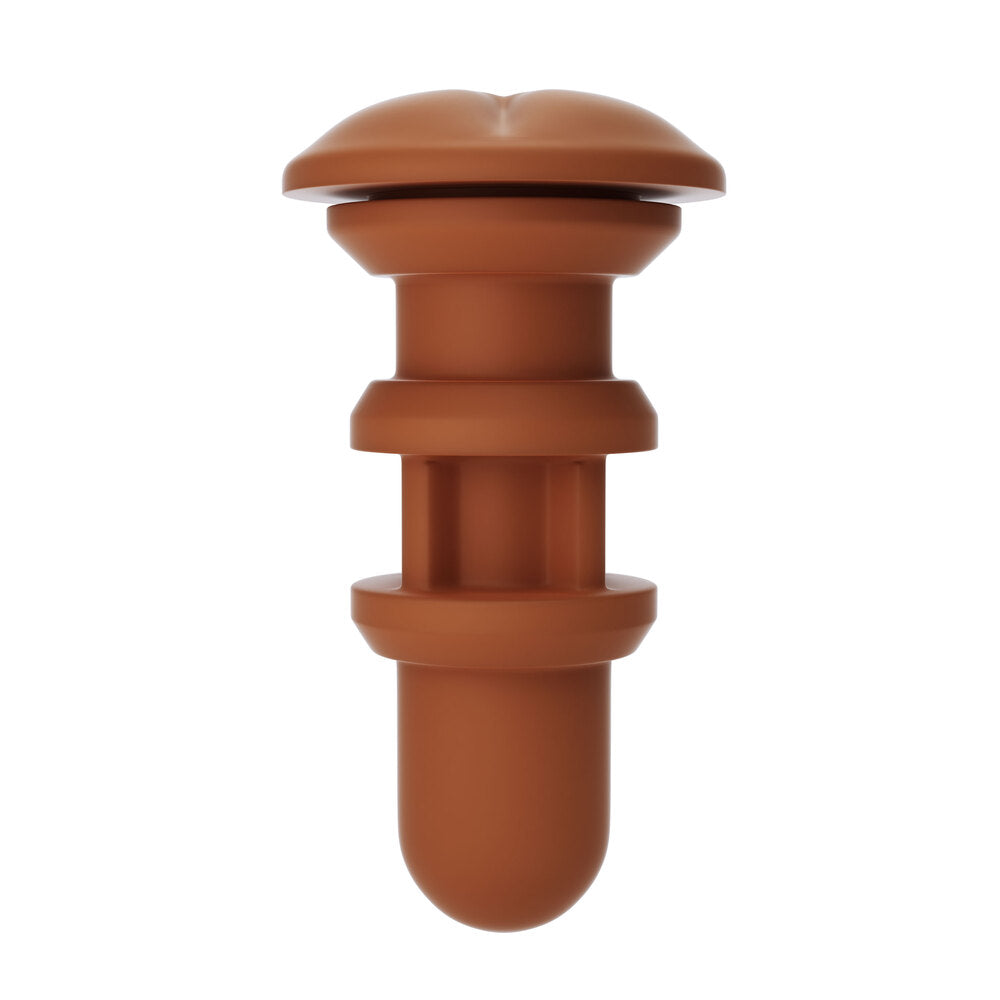 autoblow a.i. reusable anus sleeve in flesh-toned silicone with textured interior for pleasurable vibrations.