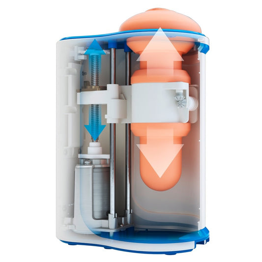 Autoblow a.i. plus masturbator, flesh-toned silicone with adjustable settings, vibrating pleasure device