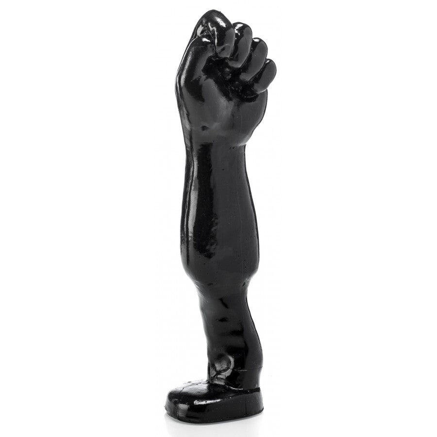 Hold the fist dildo, a textured adult toy with detailed shaft made of silicone.