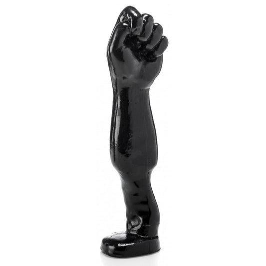 Hold the fist dildo, a textured adult toy with detailed shaft made of silicone.