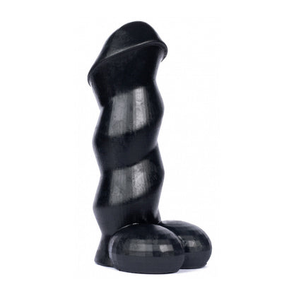 A vibrant blue hunglock dildo from various toy brands, featuring a yale keyhole design.