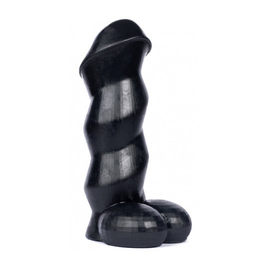 A vibrant blue hunglock dildo from various toy brands, featuring a yale keyhole design.