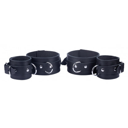 red leather shackles from the red, designed to restrain the arm to forearm area.