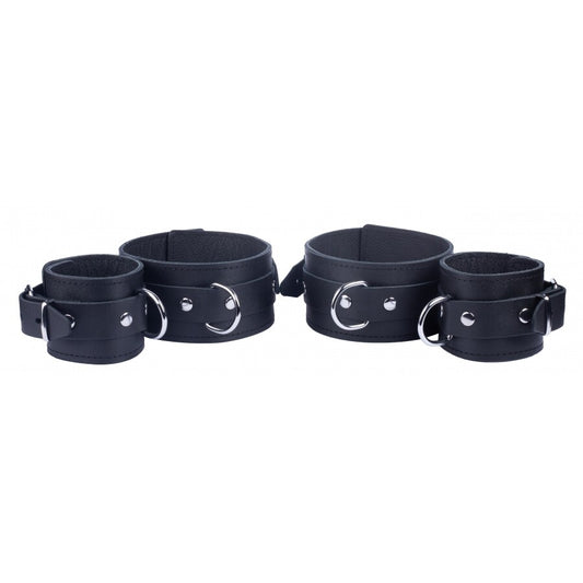 red leather shackles from the red, designed to restrain the arm to forearm area.
