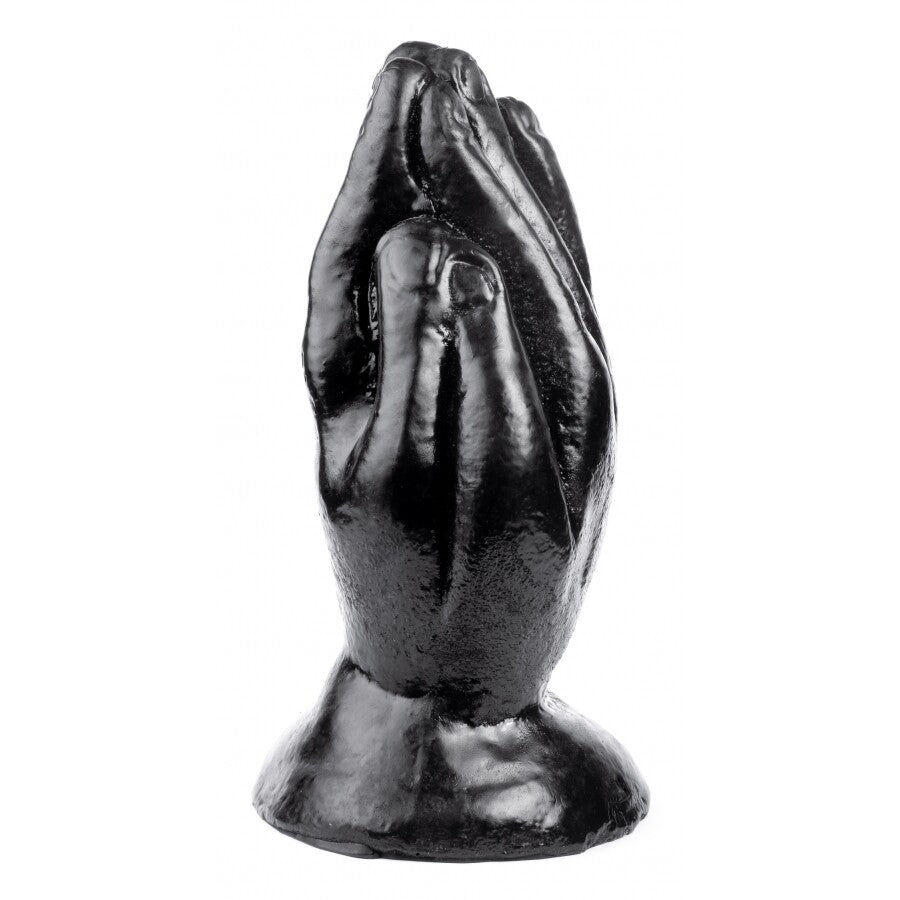 The rock hand dildo, a grey novelty sex toy with a realistic stone finish.
