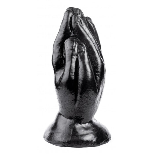 The rock hand dildo, a grey novelty sex toy with a realistic stone finish.