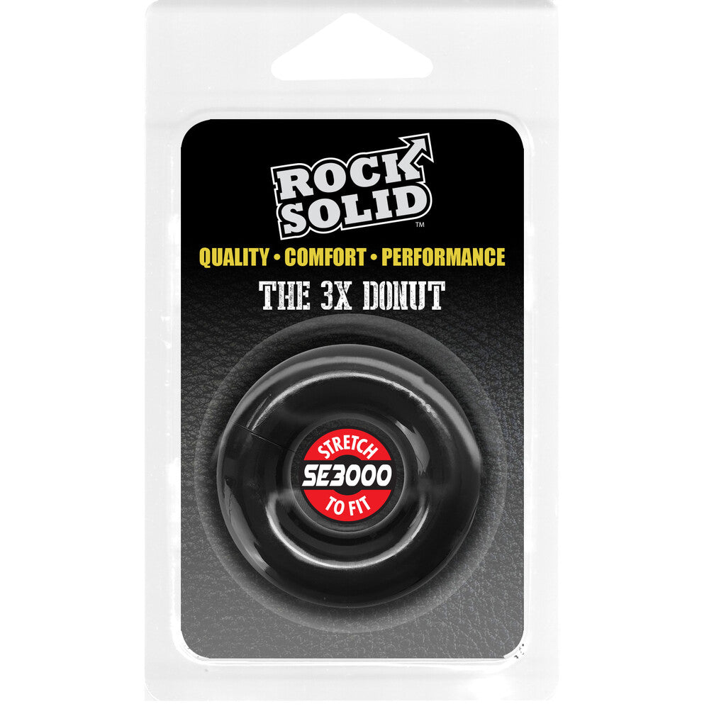 A cock ring made from firm, clear material in a donut shape. For love play.