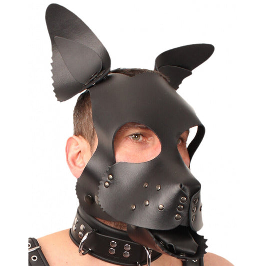 A red leather puppy dog mask from The Red, ideal for playful fancy dress.