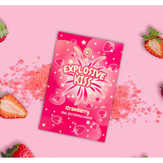 Explosive Kiss strawberry flavour oral sex popping candies, a little bag of edible fun.