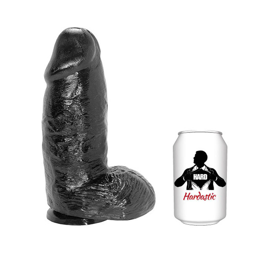 Extra large, veined, flesh-toned super mike dildo, made of smooth, hard-wearing plastic.
