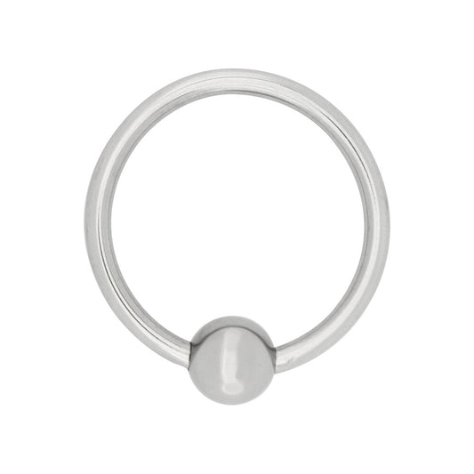 A silver coloured, 30mm steel acorn cock ring from Steel Power Tools.