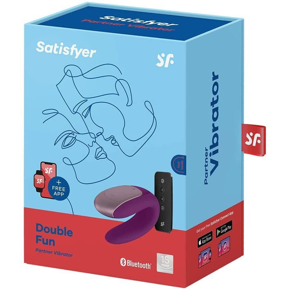 Satisfyer Partner Double Fun remote control couples' sex toy in pale pink silicone.