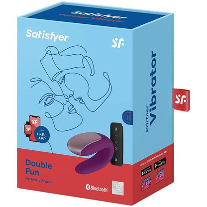 Satisfyer Partner Double Fun remote control couples' sex toy in pale pink silicone.