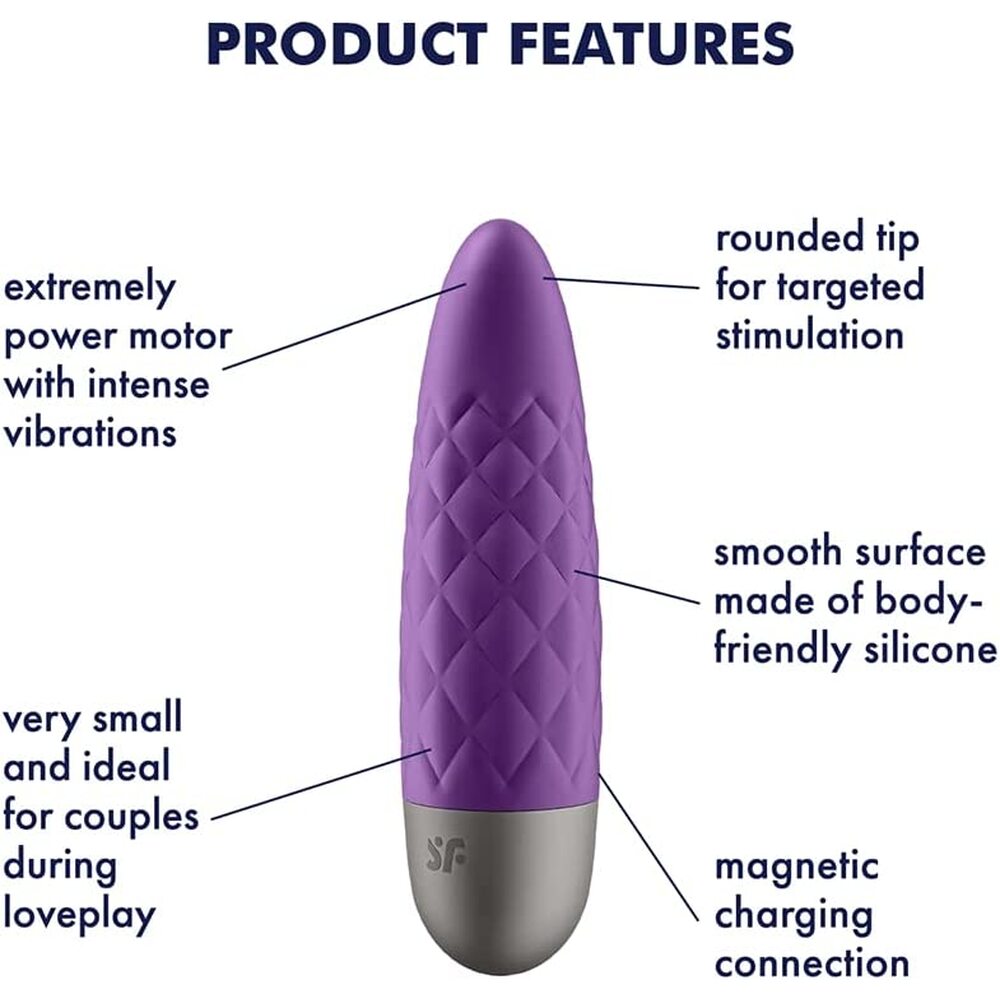 violet satisfyer ultra power bullet 5 mini vibrator; a sleek, discreet pleasure product.
