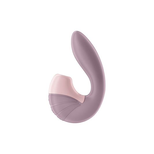 Close-up of the Satisfyer Supernova, a pink air pulse clitoral stimulator, showcasing its sleek design.